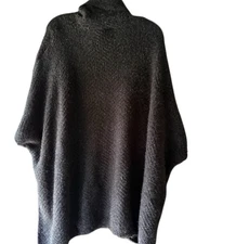 Cejon Womens Poncho Black Knit Cowl Neck Pullover One Size NWT Cozy Winter