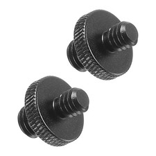 2 Packs Mic Stand Adapter M8 Male to x 1/4 Male Tripod Screw Double Sides Black