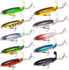 10Pcs Whopper Fishing Lure Bass Popper Top Water Fishing Lures W/ Floating