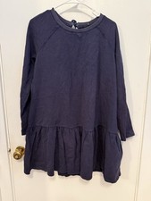 Very J Women's L Navy Blue Sweatshirt Ruffle Bottom Long Sleeve Shift Dress NWT