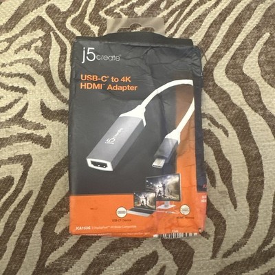 j5create USB Type-C to 4K HDMI Video Display Adapter Gray White JCA153G