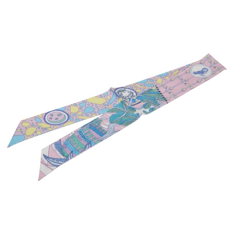 Hermes Twilly LA DANSE DES AMAZONES Amazon Dance Scarf Pink Multicolor Women's