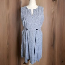New York & Co. sleeveless linen-blend midi dress Gray Size XL Work Casual Women.