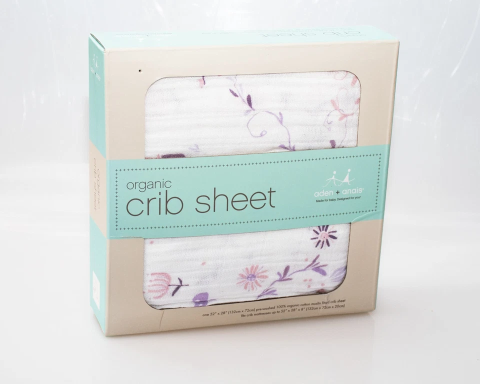 Sábana bajera ajustada de muselina de algodón orgánico Aden + Anais, ciervo lavanda Foto 3 de 4