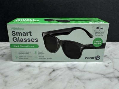 New WeariQ Wireless Bluetooth Smart Sunglasses Shiny Black SS-SHINYBC1LG