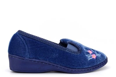 SLEEPERS Damen Memory Foam Hausschuhe Damen Keilabsatz Pantoffeln Slipper blau