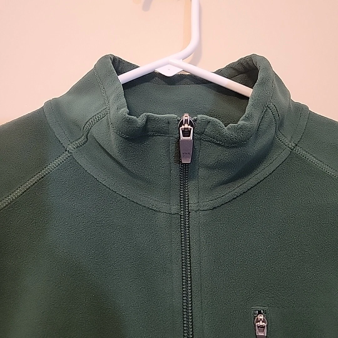 L.L. Bean Jacket Adult Large Green Fleece Full Zip Mock Neck Long Sleeve Mens image 6