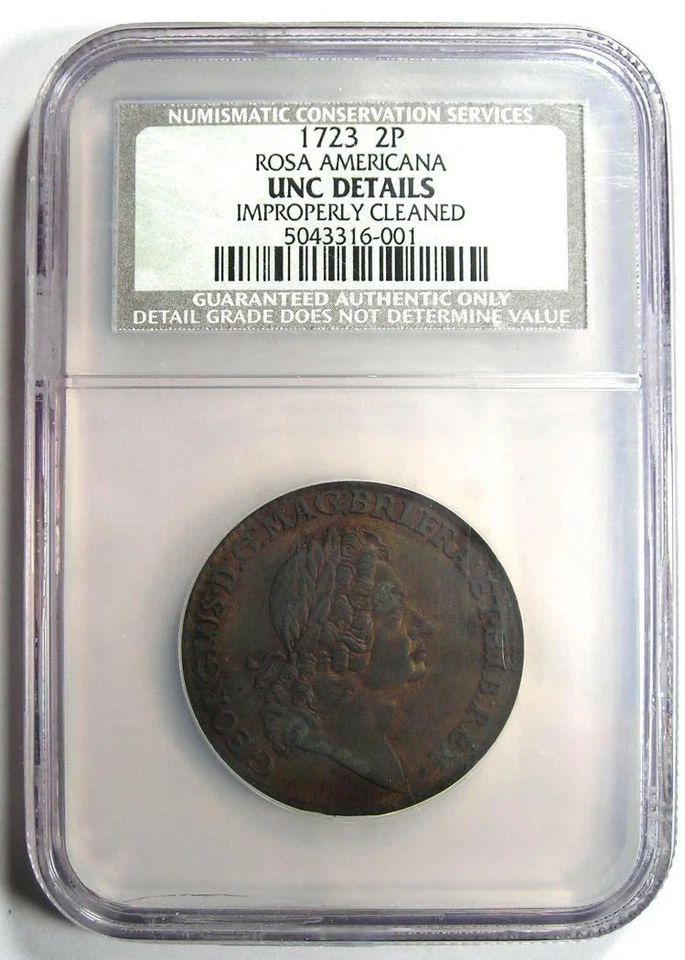 1723 Rosa Americana Twopence 2Pence Coin 2P - NGC Uncirculated Details (NCS) - Image 2 of 4