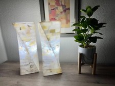 2 Onyx Stone Twisted Table Lamps/ Nightstand Lamps / Desk Lamps, Alabaster Lamps