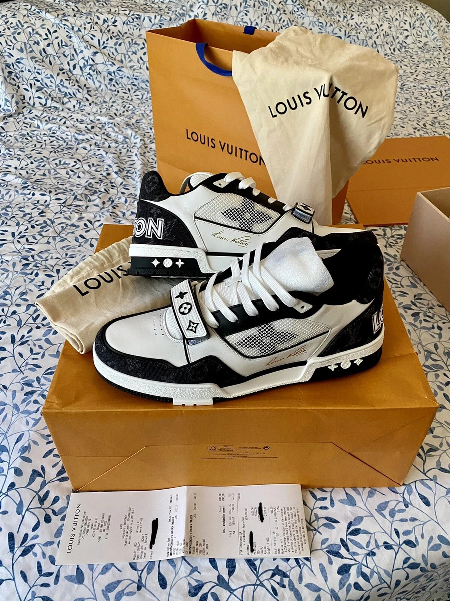 Brand New Authentic Louis Vuitton Trainer Sneaker Black & white. Size 10 US