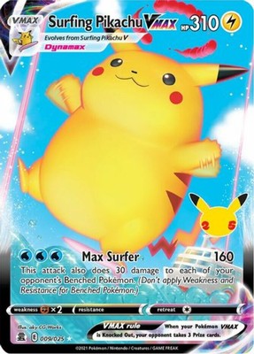 LP Pokemon Surfing Pikachu VMAX - 009/025 - Ultra Rare Lightly