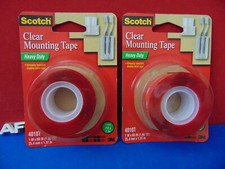 2 Pack Scotch Clear Mounting Tape Heavy Duty 4010T Invisible Double Stick New
