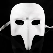 Blank White "NASONE GREZZO" VENETIAN MASK Small Long Nose Masquerade Mask 