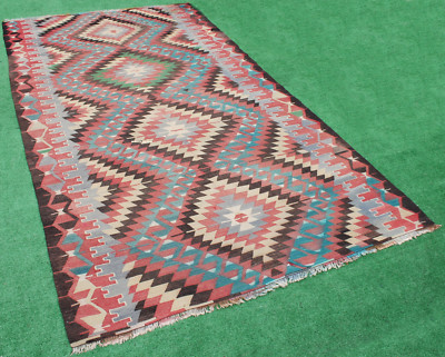 Türkischer Kelim Teppich 73 Zoll x 138 Zoll Handgewebt Antalya Kelim 186 x 35...