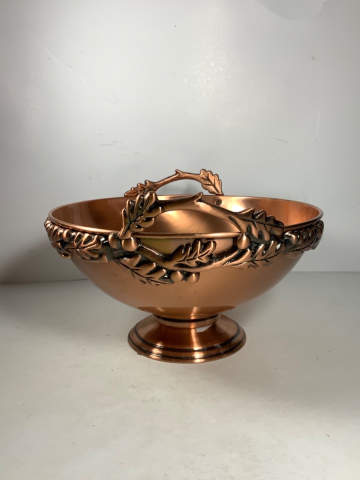 Vintage Copper Footed Fruit Bowl with Oak Leaves Decor 10 in. eBay