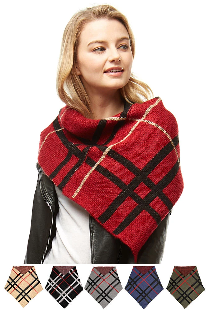 ScarvesMe Women's Winter Plaid Check Warm Knit Tube Neck Warmer Scarf