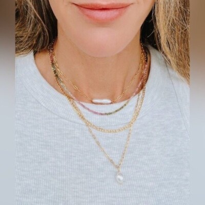 Pearl Necklace & Bracelet Set Bundle Waterproof Jewelry Baroque Pearl Necklace