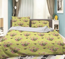 3D Floral Pattern Yellow Green Quilt Cover Set Duvet Cover Bedding Pillowcases