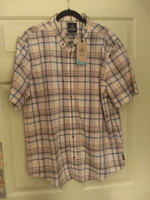 $79 XL Prana Men's Granger Shirt short sleeve tailored button-down bone NWT