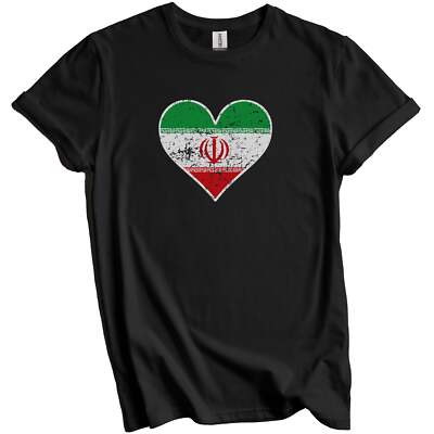 Iranian Flag Heart Iran Love Distressed T-Shirt
