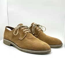 COACH AND FOUR Men’s Tan Suede Oxford Dress Shoe, Italian Craftsmanship US 11.5