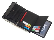 Heavy Duty Genuine Cowhide Leather Hipster Large Tall Men's Wallet Bifold Black