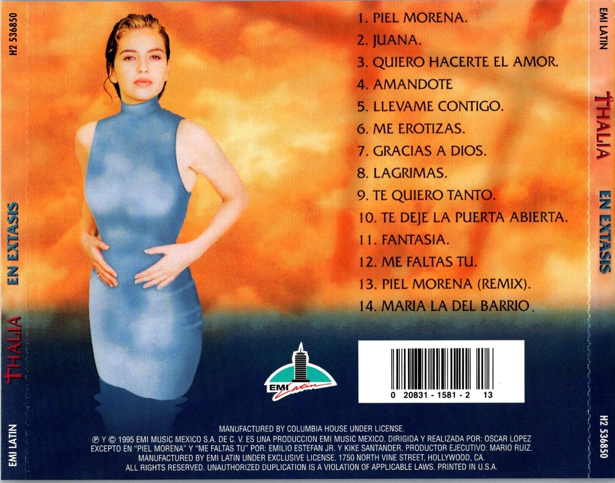 Thalia - en extasis タリア エクスタシー (廃盤激レア) En Extasis by Thalía (CD, Sep-1995, EMI Music Distribution