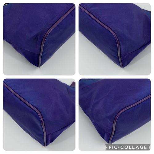 PRADA Handbag Accessory Pouch Nylon Leather Purple Used Authentic Excellent+ JPN - Picture 6 of 11