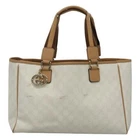Sac fourre tout GUCCI GG Supreme sortie PVC or blanc 264216 authentique MY141