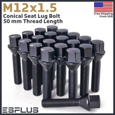 20 BMW Lug Bolt M12x1.5 Black 50mm Fit 1-8 Series/M1/M3/M5/M6 W 20-24mm Spacers