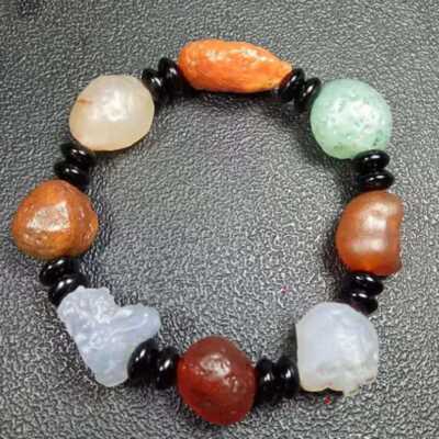 14mm Natural Jade Colored Gemstone Cuff Lucky Bracelet Party Handmade