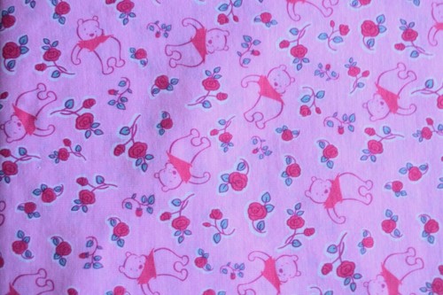 DISNEY POOH PRINT PINK SEMISHEER COTTON POLY KNIT FABRIC NO STRETCH 30X54 INCHES - Picture 2 of 2