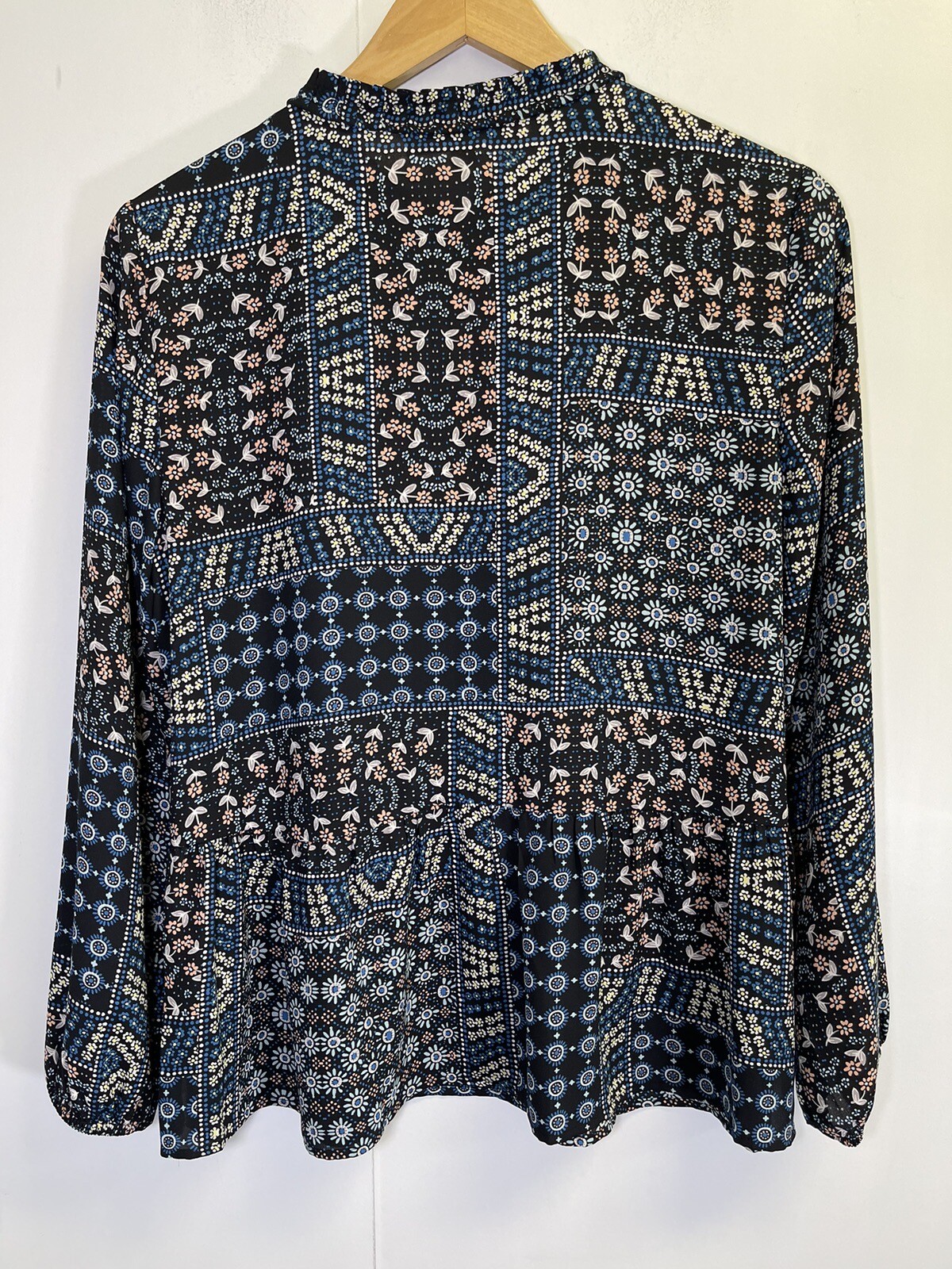 LOFT Women’s MP Patchwork Ruffle Collar Back Pepl… - image 11