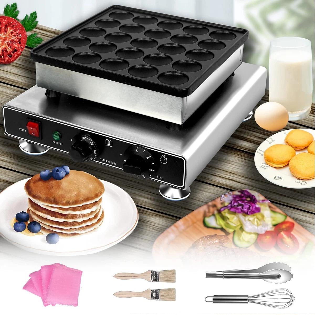 Commercial Pancake Maker 25 Holes Electric Mini Dutch Baker Machine  Nonstick