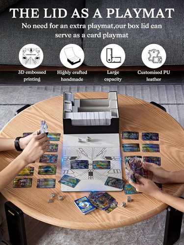 Magnetic Closure PU Leather Card Storage Box for 1800+ Trading Cards - Black - Picture 7 of 11