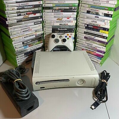 Xbox 360 White Console Bundle Controller Cables HDD 5 Video Games