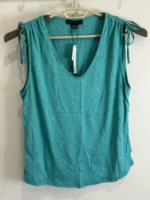 Sanctuary Clothing Teal Blue Womens Ruched Shoulder Sleeveless Tank Shirt New XL