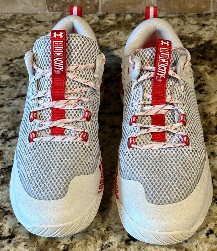Zapato de voleibol Under Armour para mujer blanco/rojo nuevo sin caja (B-8 EP) Foto 2 de 4