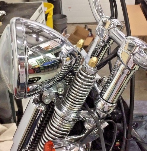 2 HARLEY SPRINGER TOP high crown BRASS ACORN NUTS chopper bobber upper 3816rr - Afbeelding 3 van 5