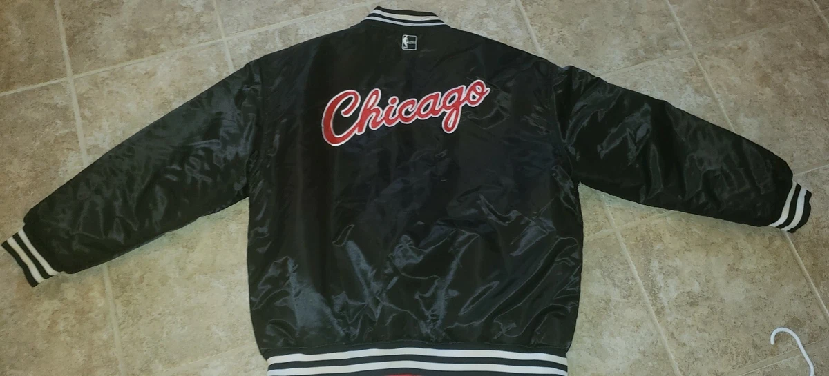 Men's Starter Red/Black Chicago Bulls NBA 75th Anniversary Leader Color  Block Satin - Full-Snap Jacket