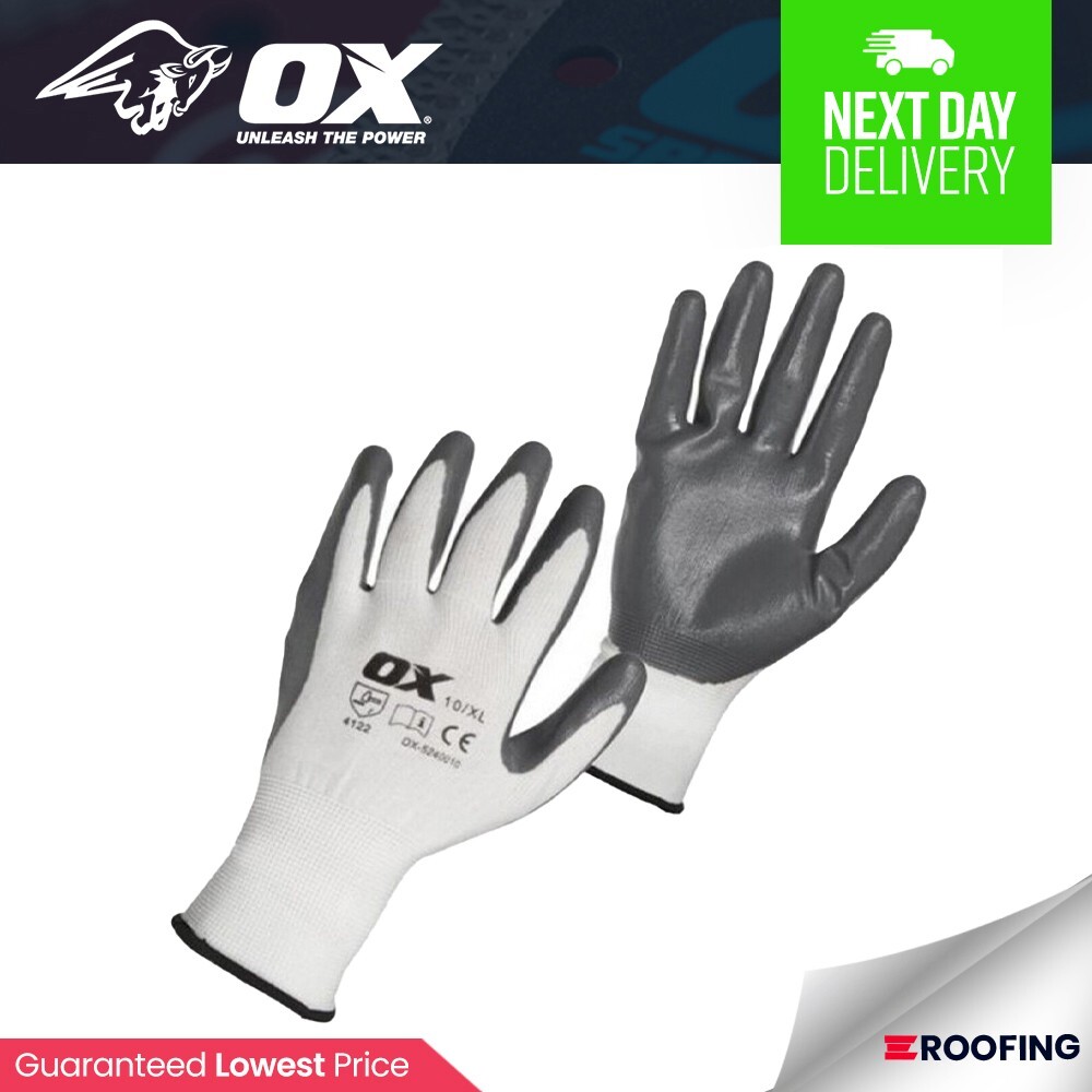 OX Tools OX-S249010 OX Nitrile Flex Gloves - Size 10 (XL), DIY, Gardening, Pets - Image 3