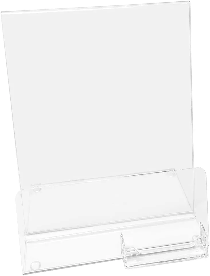 Clear Acrylic Brochure Holder with Business Card Pocket (Single, 2 Pk, or 10 Pk) - Image 2 of 4