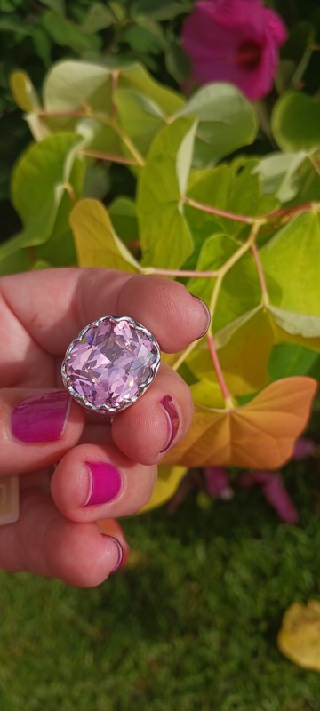 LAUREN G ADAMS STERLING SILVER RING SIZE 7.5 (8) COCKTAIL NWT $ 180 PINK CLEAR