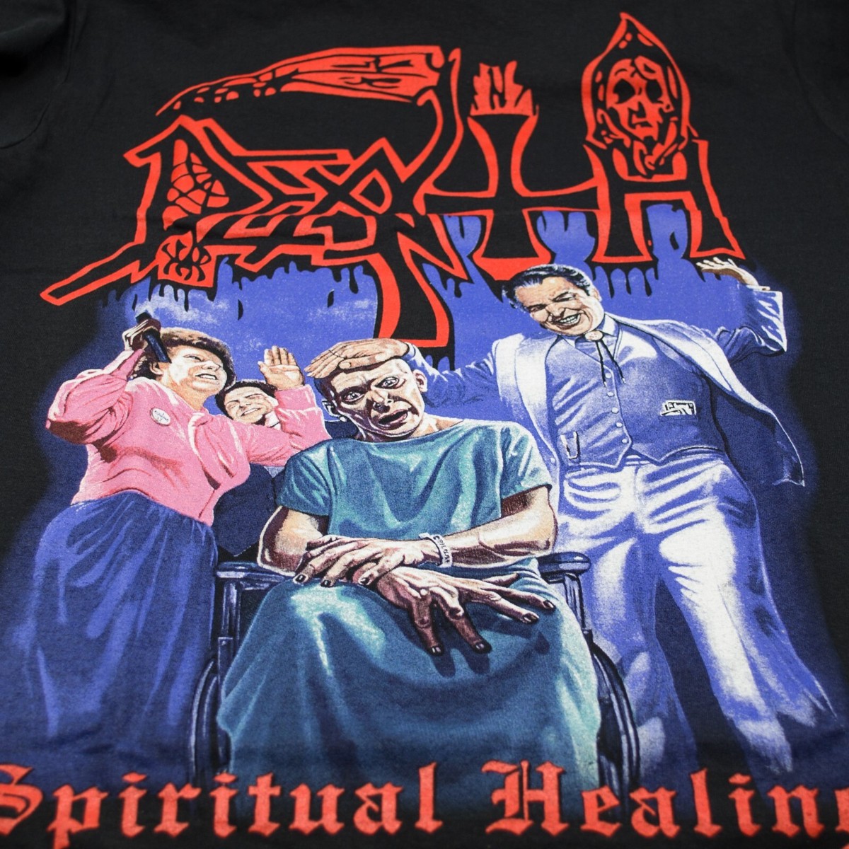 Death Spiritual Healing (1990) Black T-Shirt. Technical