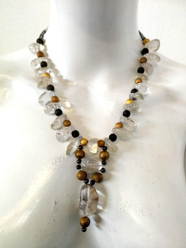 luxury jewelry necklace pendant vintage stone pearl drop collar crystal rock bib - Picture 12 of 24