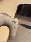 Vintage Handmade Pottery Mug Abstract Art Deco Design Tan and Brown Glaze 6" — photo 9