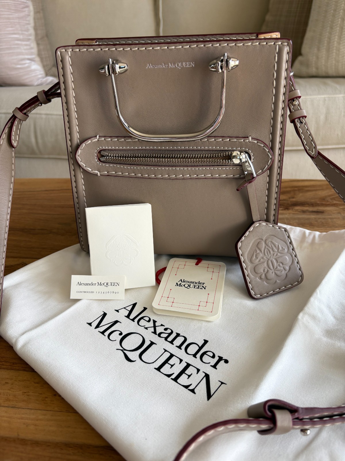 Alexander McQueen The Short Story Khaki Calfskin Leather Crossbody