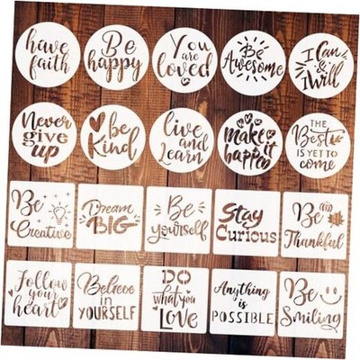 2.5 inch Inspirational Word Stencils, 20 PCS Motivational Stencils Reusable 