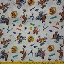 BTHY Licensed Scooby Doo Gangs Toss White Cotton Fabric By The Half Yard