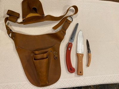 Gaucha Designs Leather Garden Brown Tool Belt With 3 Tools. New